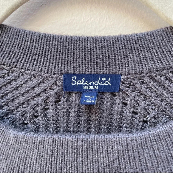 Splendid Women’s Crisscross Knit Long Sleeve Sweater Charcoal Gray Size Medium - Picture 5 of 8